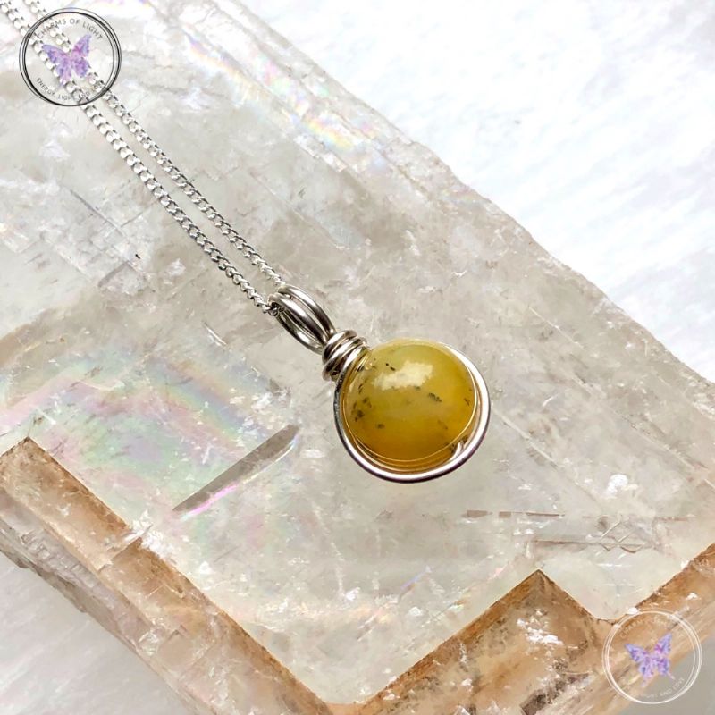 Yellow Opal Wire Wrapped Pendant